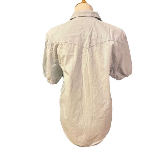 International Concepts Womens Top Embroidered Floral Button Pale Blue Medium - Picture 3 of 10